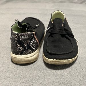 Hey Dude Wendy snake linen black shoes